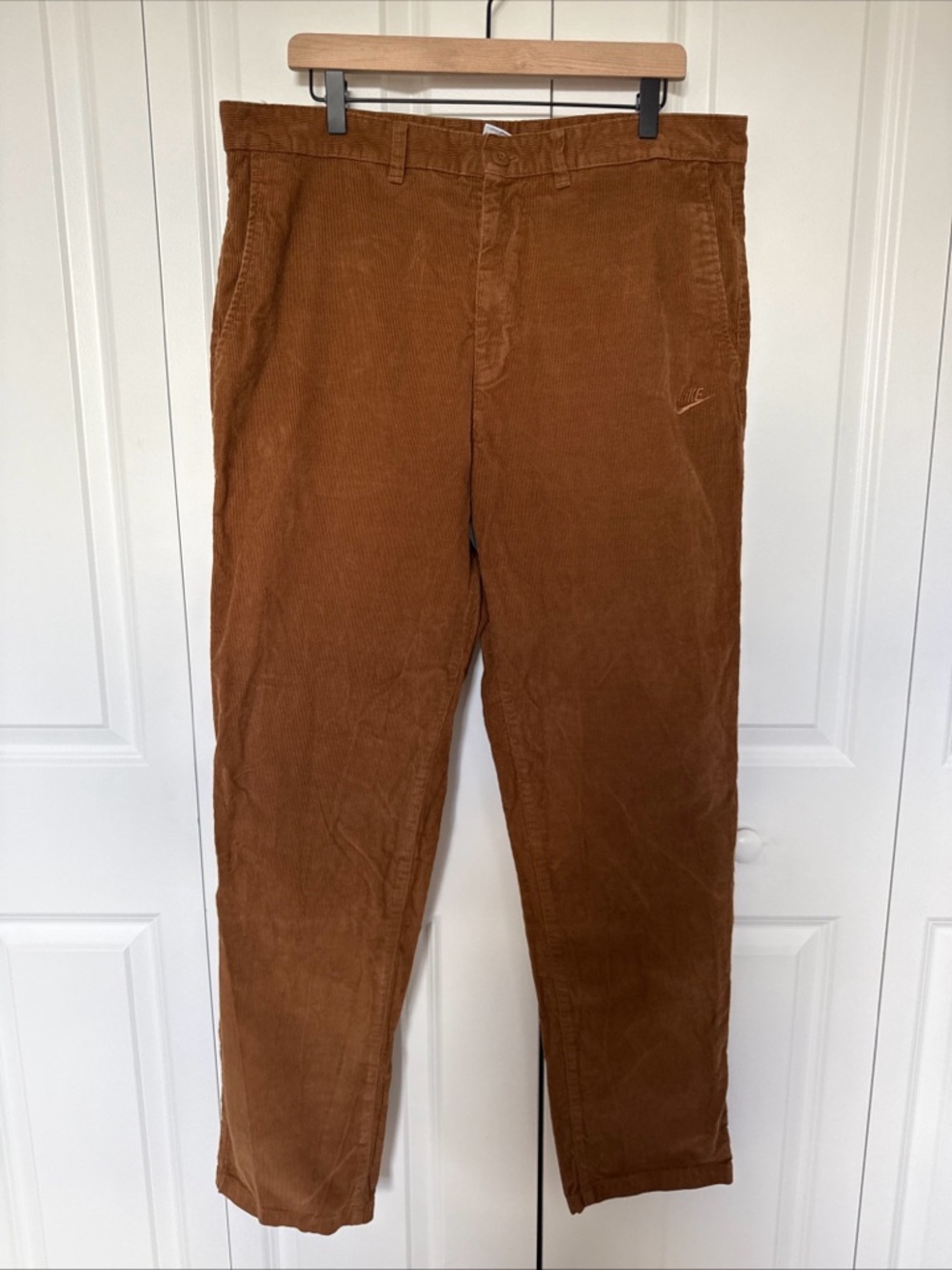 Nike Corduroy Mens Pants Rare Nike Logo Cognac/Camel Brown Color Size 36/34